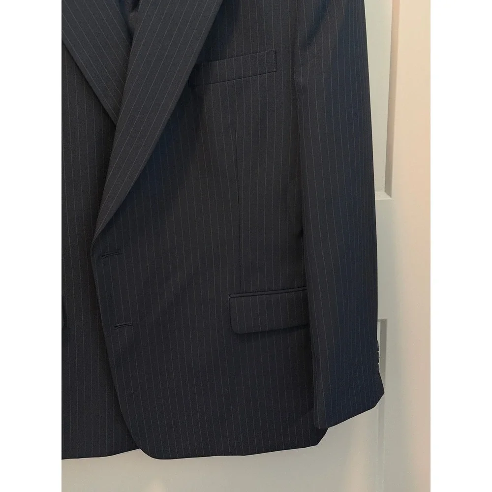 Duke Signature Collection Navy Pinstriped‎ Fully Lined Navy Blazer size 48R